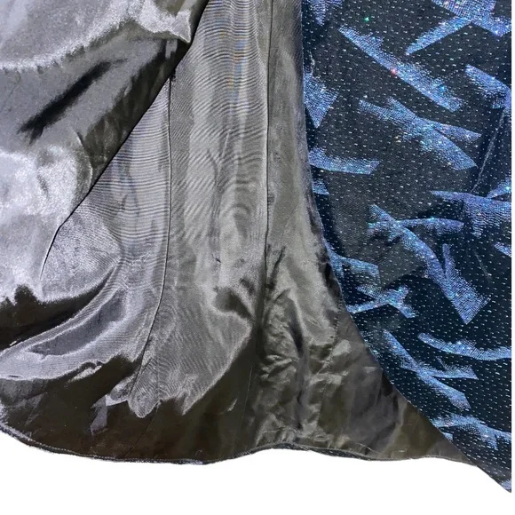 Casadei Vintage black velvet glittery blue strapless dress, starry night, size 4 - Picture 6 of 11